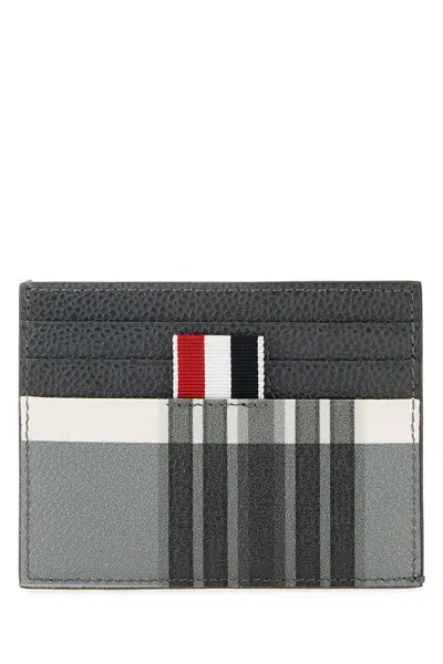 Thom Browne Printed Leather Card Holder In Black,white