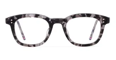 Thom Browne Rectangular - Grey Tortoise Rx Glasses In Shiny Black