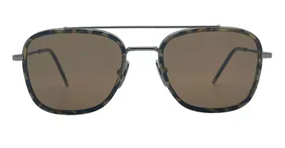 Thom Browne Rectangular Aviator - Brown Tortoise Sunglasses