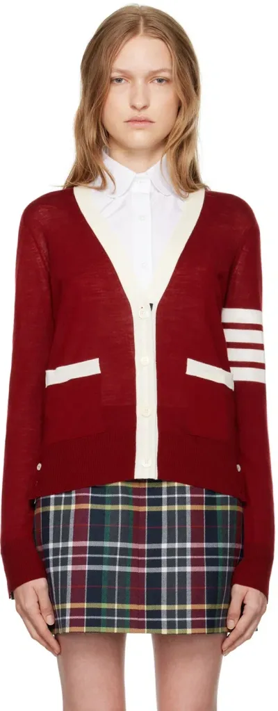 Thom Browne Red 4-bar Relaxed-fit Cardigan In 616 Dk Red