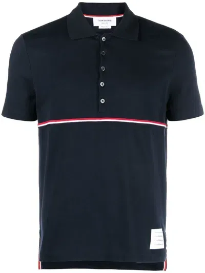 Thom Browne Rwb-stripe Polo Shirt In Blue