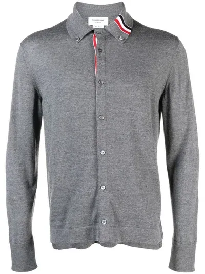 Thom Browne Stripe-trim Detail Knit Cardigan In Grey