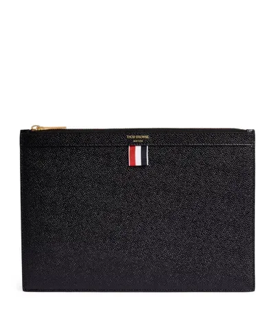 Thom Browne Small Leather Pouch In Black