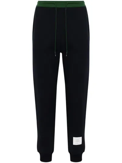 Thom Browne Colour-block Cotton Track Pants In Black