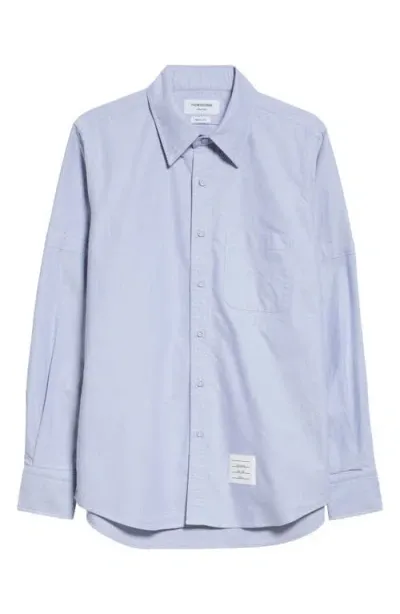 Thom Browne Straight Fit Button Down Shirt In Light Blue