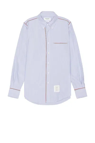 Thom Browne Straight Fit Long Sleeve Shirt In Light Bue