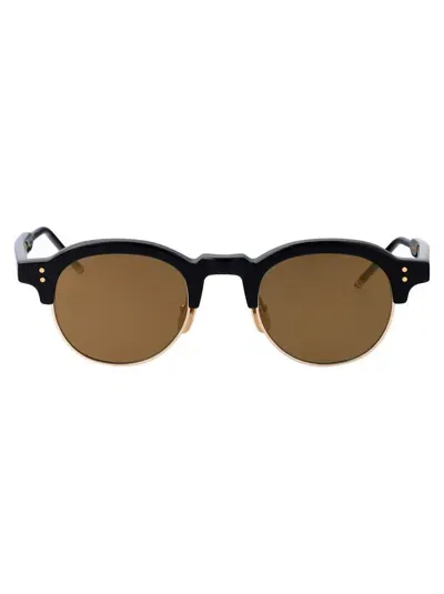 Thom Browne Sunglasses In Shiny Navy & Gold