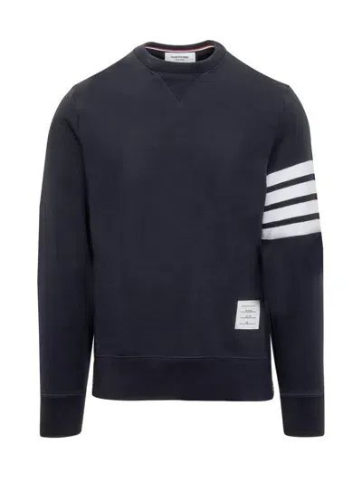 Thom Browne Men's Bar Striped Sleeve Sweatshirt In Navy