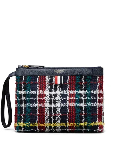 Thom Browne Tartan Makeup Bag In Black