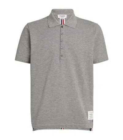 Thom Browne Tricolour Stripe Polo Shirt In Grey