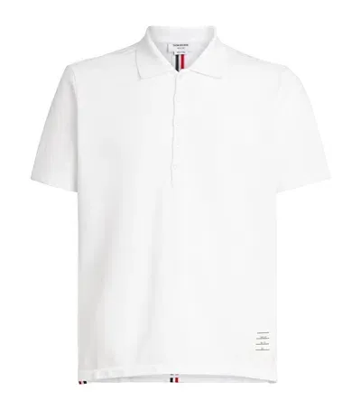 Thom Browne Tricolour Stripe Polo Shirt In White