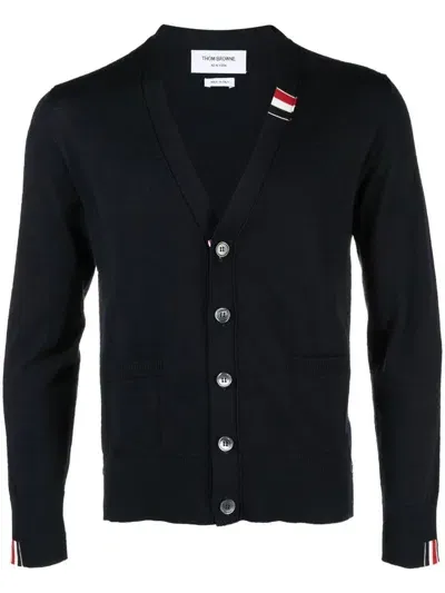 Thom Browne V-neck Cardigan In Blue