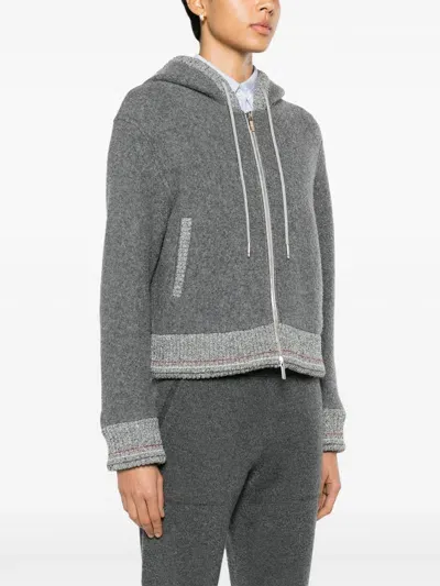 Thom Browne Fleece Zipped-up Cardigan In 055 Lt Grey