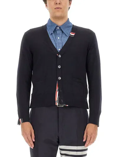 Thom Browne Wool Cardigan In Blue