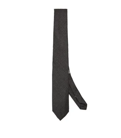 Thom Browne Kids' Wool Necktie In Gray