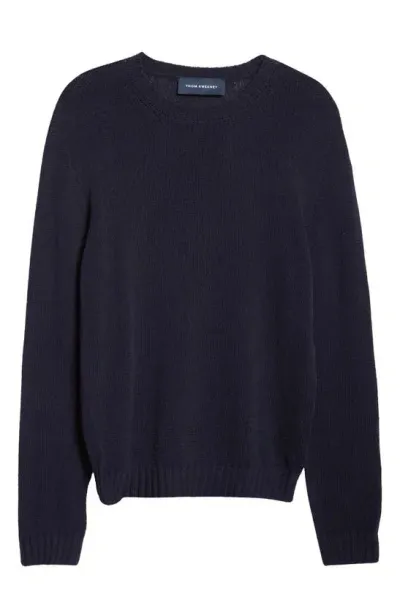 Thom Sweeney Bourette Silk Crewneck Sweater In Navy