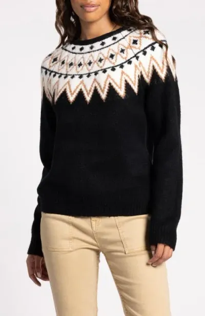 Thread & Supply Claire Fair Isle Crewneck Sweater In Black