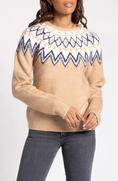 Thread & Supply Claire Fair Isle Crewneck Sweater In Brown