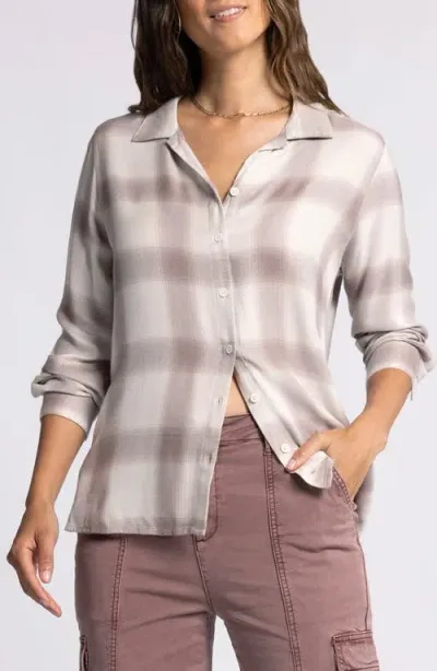 Thread & Supply Janet Plaid Flannel Button-up Shirt In Ivory Taupe Plaid