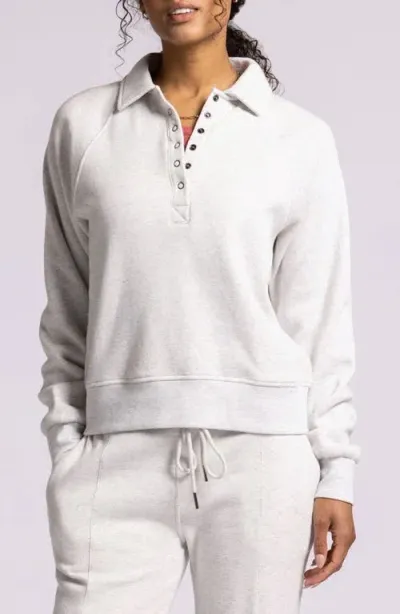 Thread & Supply Priscilla Cotton Blend Polo Sweatshirt In Gray