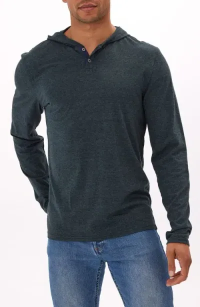 Threads 4 Thought Black Fleck Henley Hoodie In Arbor