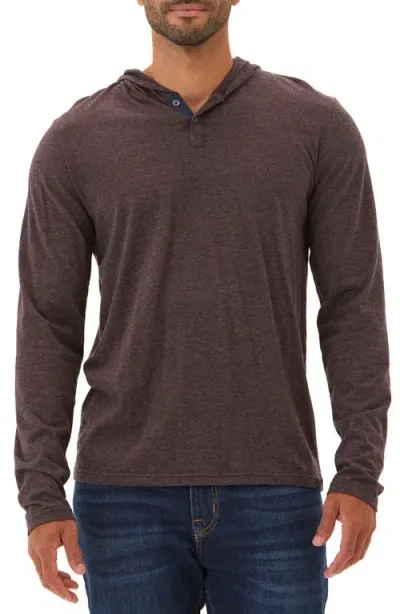 Threads 4 Thought Black Fleck Henley Hoodie In Peppercorn