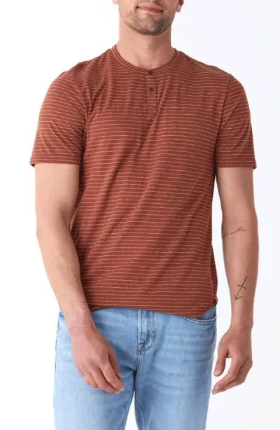 Threads 4 Thought Stripe Short Sleeve Henley In Sandalwood/ecru