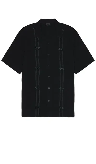 Thrills Arch Bowling Shirt In Black