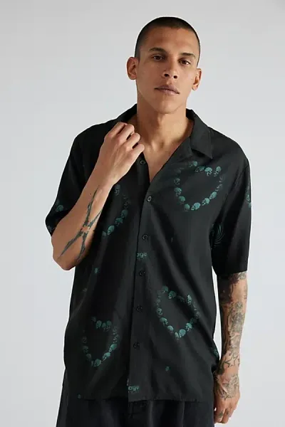 Thrills Controlled Damage Bowling Shirt In Black