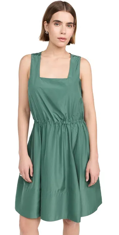 Tibi Italian Sporty Short Tank Dress Dark Hunter Green