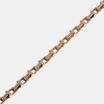 Pre-owned Tiffany & Co 18k Pg T Narrow Chain Bracelet Pink Metal