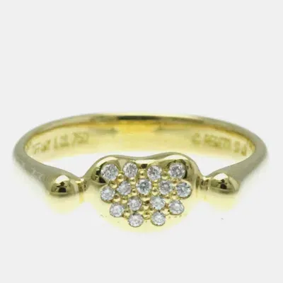 Pre-owned Tiffany & Co 18k Yellow Gold And Diamond Elsa Peretti Bean Band Ring Eu 51