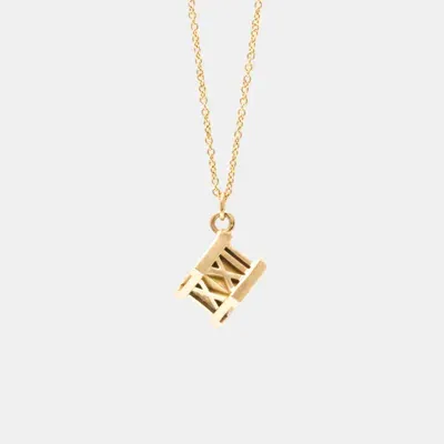 Pre-owned Tiffany & Co 18k Yellow Gold Atlas Cube Pendant Necklace