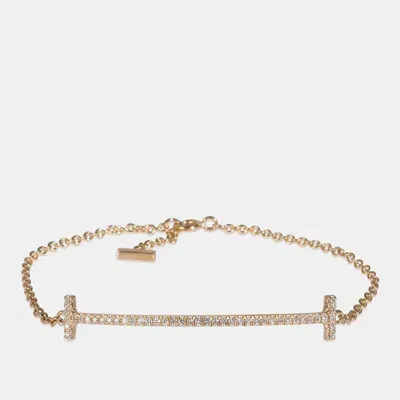 Pre-owned Tiffany & Co 18k Yellow Gold Tiffany T Bracelet 0.11 Ctw