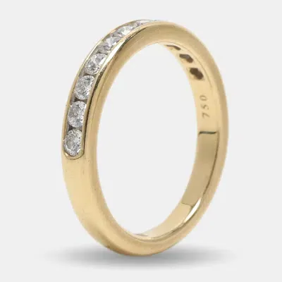 Pre-owned Tiffany & Co Diamond Yellow Gold And Diamond Half Eternity Wedding Band Ring 49