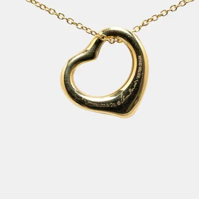 Pre-owned Tiffany & Co Elsa Peretti Open Heart 18k Yellow Gold Necklace