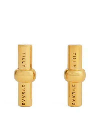 Tilly Sveaas Gold-plated T-bar Stud Earrings