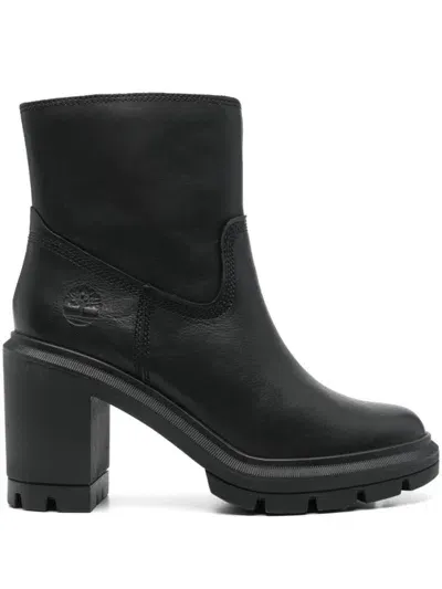 Timberland Allington Heights Black Leather Block Heel Ankle Boots