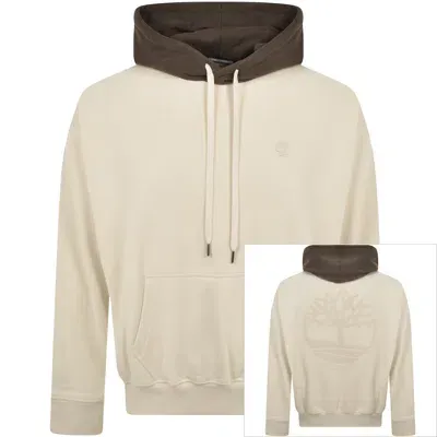 Timberland Heavy Boucle Logo Hoodie Cream In White