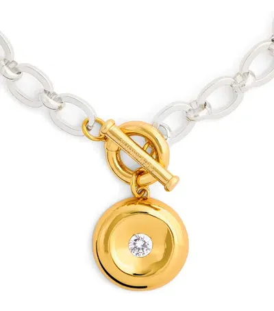 Timeless Pearly Thick Chain Chic Donut Necklace In Gold