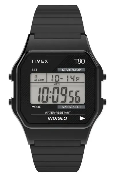 Timex ® T80 Digital Bracelet Watch, 34mm In Black