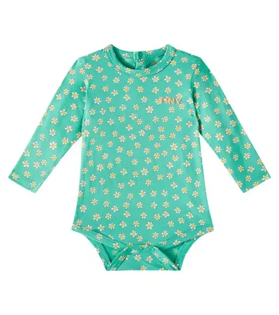 Tinycottons Baby Daisies Cotton Bodysuit In Green