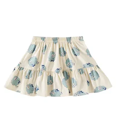 Tinycottons Kids' Guest Printed Tiered Cotton Skirt In White