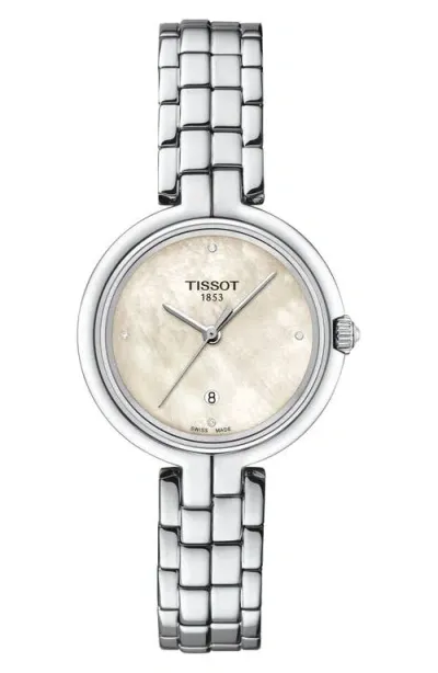 Tissot Flamingo Bracelet Watch, 30mm In White Mother Of Pearl