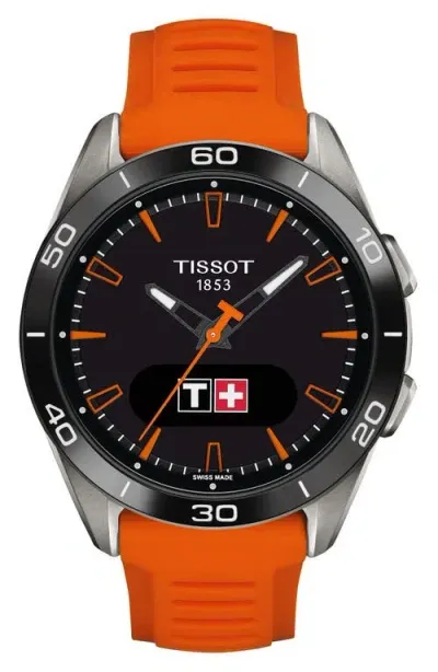 Tissot T-touch Connect Sport Solar Smart Silicone Strap Watch, 42mm In Orange