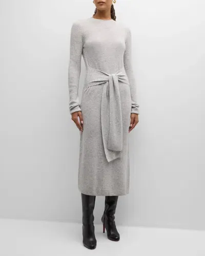 Toccin Blakely Crewneck Tie-front Dress In Heather Grey