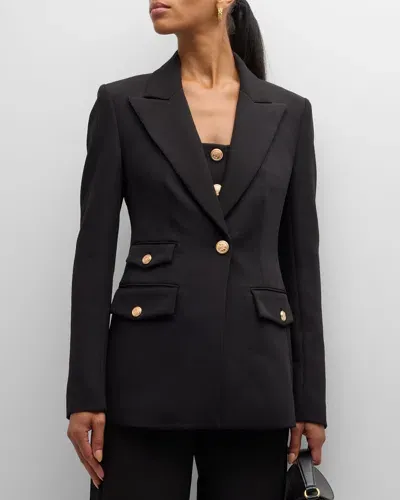 Toccin Genevieve Peak-lapel Single-button Blazer In Jet