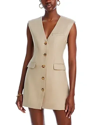 Toccin Hayden Strong Shoulder Linen Vest Dress In Natural