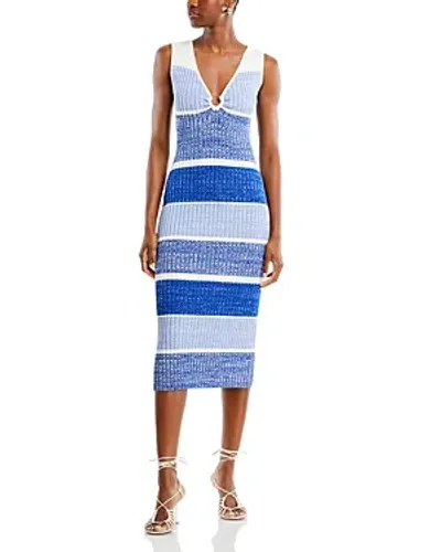 Toccin Sadie Sleeveless Striped Midi Dress In Navy Multi