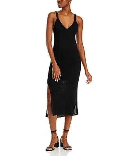 Toccin Tessa Pointelle V Neck Midi Dress In Jet